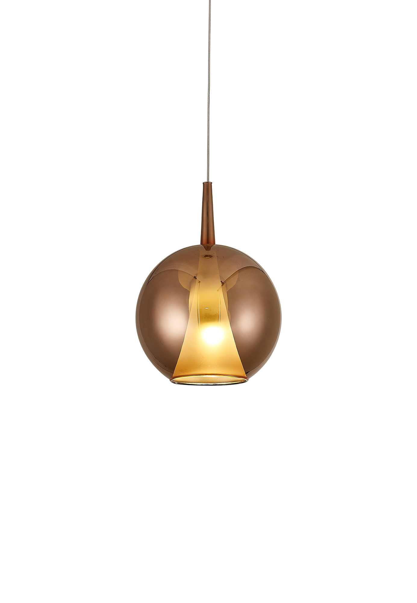 M8241  Elsa Assembly Pendant (WITHOUT PLATE) Round Shade 1 Light Copper Glass